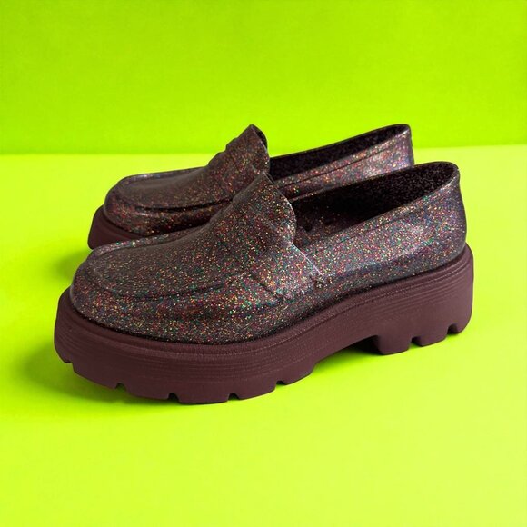 MELISSA Platform Purple Glitter Loafers Size US 8 / EUR 39 - Picture 1 of 8